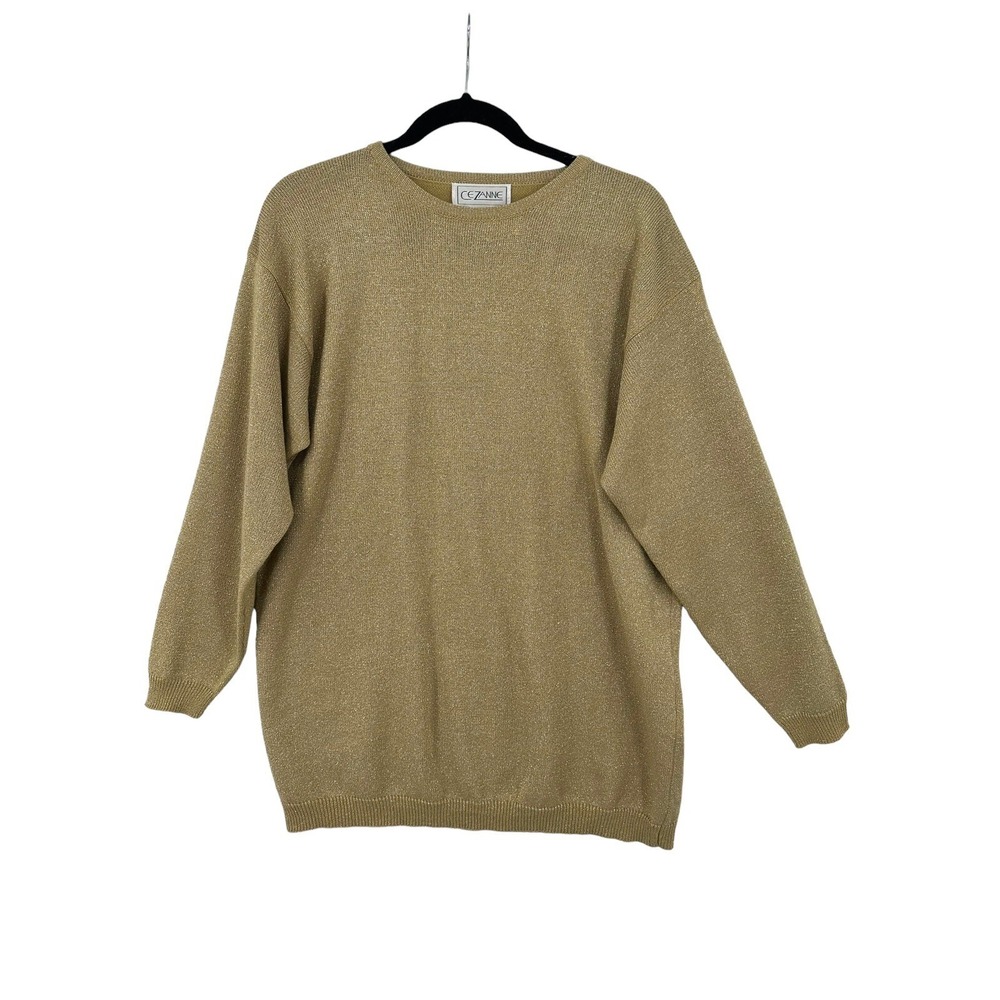 Cezanne Vintage Metallic Knit Sweater Womens M Holiday Festive Glam Sparkle